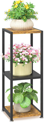 LASZOLA Black 3 Tiered Wood Plant Stand Indoor for Larger Heavy Duty Planter, Sturdy Multi Level Vertical Flowers Racks for Narrow Inside Floor , Decorate Shelving for Hold House Tree, Space Saving