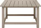 Coffee Table, 30.75-Inch Square Outdoor HDPE Patio Table in Weathered Wood