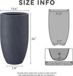 Kante 24 Inch Tall Round Concrete Planter, Large Indoor Outdoor Plant Pots with Drainage Hole and Rubber Plug, Modern Decorative Garden Pots for Home Patio Porch, Charcoal
