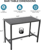 Outdoor Bar Table, Patio Console Pub Height Table with Powder Coated Steel Frame, Weather Resistant Waterproof Top for Hot Tub, Balcony, Garden, Yard, Poolside