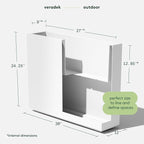 Veradek Block Series Span Plastic Planter - Tall Rectangular Planter for Indoor or Outdoor Patio/Porch, White, 24.25 in Height, 12 in Width, 30 in Length