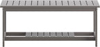 BizChair Two Tiered Commercial Grade Adirondack Coffee Table - Gray Finish Poly Resin Wood - All-Weather - Slatted Shelf Design