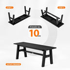 VINGLI 47” Outdoor HDPE Bench, Weatherproof Garden Bench w/Metal Legs, Poly Lumber Porch Benches, 660 LBS Capacity Outdoor Backless Patio Benches for Entryway Deck (Black)