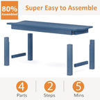 Outdoor Bench, 2-Person Patio Backless Bench Holds up to 800lbs, Weatherproof Garden Bench That Never Rot and Fade, Suit for Backyard, Porch, Patio, Deck and Entryway (Blue)
