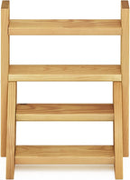 Furinno TIOMAN Plant Stand Indoor Outdoor, Tabletop Mini Ladder Planter Stand, Planter Shelf, Organizers, Indoor, Outdoor, Patio, Balcony, Garden, Pine Wood