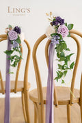 Artificial Wedding Pew Flowers, 8 Pcs Lilac and Gold Silk Aisle Decor