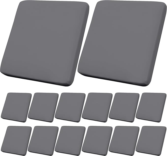 Grey Stretch Outdoor Cushion Covers, 14 Pack, Polyester Spandex Blend