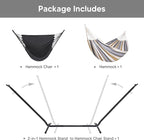 SUNCREAT 2-in-1 Convertible Double Hammocks 2 Person Heavy Duty, Large Patio Hammock with Space Saving Stand, Patented, Coffee Stripe
