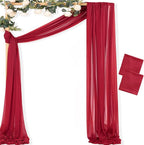 Outdoor Curtains - Red Gauze Arch Drapes, 2 Panels, 29 x 20 Ft