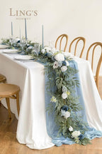 Artificial Flowers Garland, 6 Ft Dusty Blue Rose and Eucalyptus Vine