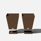 Veradek Nobleton Indoor/Outdoor Wide Square Planter (Espresso, 18" - 2 Pack with 2 Saucer Trays)