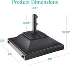 Best Choice Products Fillable Mobile Umbrella Base, Heavy Duty Base, Square Tiered Market Stand for Patio, Deck, Outdoor w/ 4 Wheels, 2 Locks, 2 Knobs, 120lb Capacity - Black