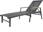 Christopher Knight Home Patio Aluminum Chaise Lounge, Adjustable Mesh Chaise Lounge, 5 Position Back Recliner, Lounge Chair with Armrest, Ourdoor Deep Seating Lounge for Poolside Backyard, Black