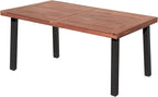 Flamaker Dining Table for 6 FSC Acacia Wood Indoor Outdoor Home Kitchen Table with Iron Legs Large Rectangular Patio Table for Deck, Sunroom (Walnut)
