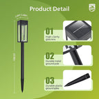 Philips 6 Packs Solar Pathway Lights Outdoor, Glass Metal Led Garden Landscape Lightings, 3000K Warm White, Waterproof for Decor Yard, Walkway, Patio, Driveway, Lawn