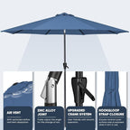 Tempera Patio Market Outdoor Table Umbrella with Auto Tilt and Crank, Large Sun Umbrella with Sturdy Pole & Fade Resistant Canopy, Easy to Set