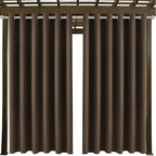 Water Proof Outside Curtains W84 x L84 with Grommet Top for Porch, Thermal Insulated Washable Light Block Outdoor Divider Drapes for Patio Gazebo Deck Pool Area Pergola Cabana (Brown, 2 Panels)