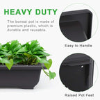 Bonsai Pot Set, 9 Inch Black Plastic, 3 Pack with Drainage Holes