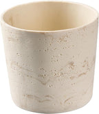 Ekirlin 7 Inch Natural Travertine Textures Plant Pot, Resin Outdoor Planter with Drainage Hole, Removable Rubber Stopper and Non-Slip Soft Pad,Weatherproof Decorative Pot for Indoor/Garden Plants