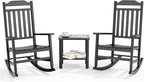 3 Piece Outdoor Rocking Bistro Set, Rocking Chairs Outdoor Furniture, Resin Waterproof Sun-Proof Patio Furniture Set for Garden, Pool, Backyard（3, Black）