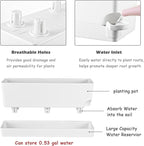 2 Pack Self Watering Pots for Indoor Plants 17 Inches Window Boxes Planters Rectangular Flower Pots Rectangle Herb Pots Large Plant Pots with Drainage Holes and Saucers Windowsill Planter, White