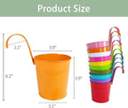 10 Pcs Fence Planters, 4" Metal Hanging Pots Plant Holder with Detachable Hook & Drainage, Railing Planter Flower Pot for Indoor Outdoor Balcony Patio Garden