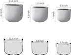 Kante 13",11",9" Dia Pure White Concrete Round Planters (Set of 3), Outdoor Indoor Modern Planter Pots, Lightweight, Weather Resistant, Seamless with Drainage Hole