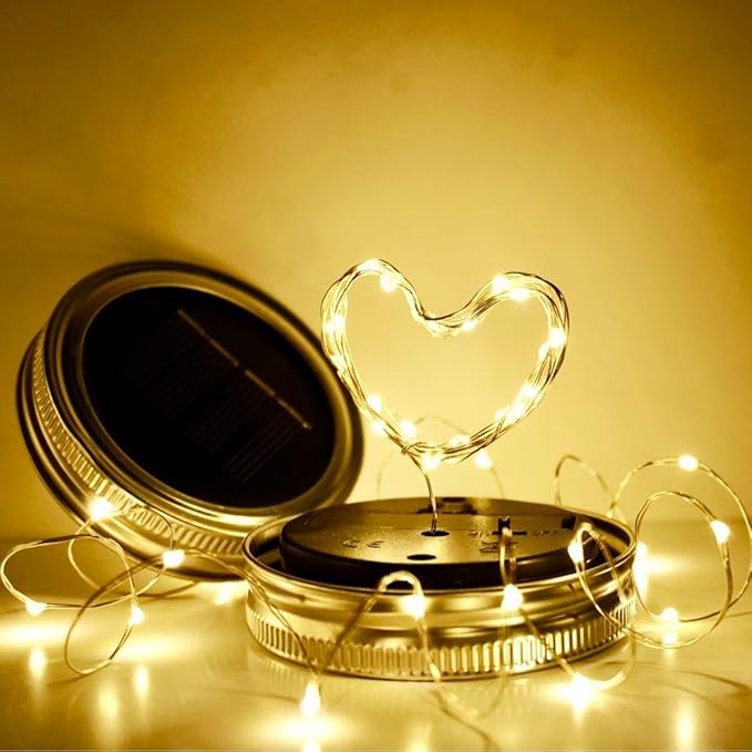 String Lights for Mason Jars, 8-Pack Solar Lid Lights, Warm White