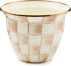 MACKENZIE-CHILDS Flowerpot, Decorative Garden Pot for Growing Plants, Brown-and-White Mocha Check