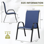 UDPATIO Patio Chairs Set of 8, Stackable Outdoor Dining Chairs with High Back, Breathable Textilene Fabric Outdoor Chair All Weather, 350LBS Capacity for Garden, Backyard (Blue)