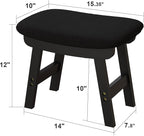 Small Ottoman Foot Rest, Black Foot Stool- Wooden Foot Stool for Living Room, Bedroom & Kitchen