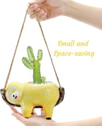 Hacaroa 2 Pack Sloth Hanging Planters for Indoor Plants, Ceramic Small Succulent Pots Cute Cactus Pot, Plant Hanger Holder Gifts for Plant Lovers, Home Decor, 2 Colors