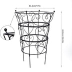Obelisk Trellis for Peonies, Black Metal Heart Cage, 24.6 x 17 Inch