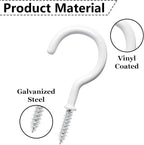 20 Pcs Ceiling Hooks for Hanging Plants - 2.9 inches Heavy Duty, Hanging Hooks for Christmas Lights, Cups, Decors - White Vinyl Coated Screw in Plant Hanger Hook Indoor and Outdoor