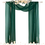 Outdoor Curtains, Sheer Chiffon Wedding Arch Drapes, 4 Panels, Emerald Green