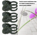 Decorative Metal Plant Trellis for Indoor Potted Plants – Leaf Shape Vine Support Stakes with 6 Plant Clips, Black/Green/Gold Garden Trellises for Climbing Plants, Vines (Black+Green+Gold 3pcs)