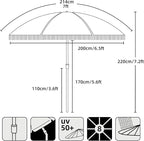 AMMSUN 7ft Patio Umbrella with Fringe Outdoor Tassel Umbrella UPF50+ Premium Steel Pole and Ribs Push Button Tilt, Light Beige