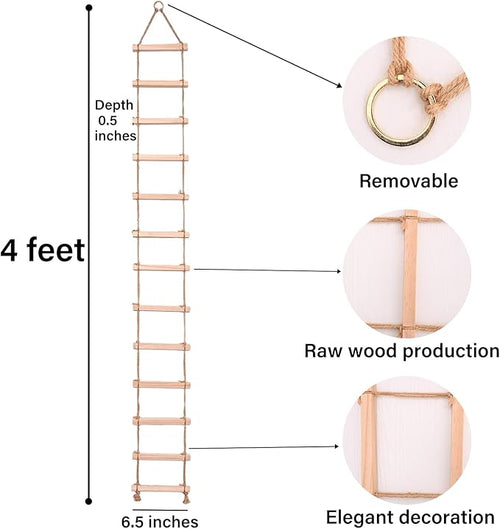 2PCS Chain Trellis for Climbing Plants - Natural Wood Indoor Plant Support, Durable 6.5 Inch by 4 Feet Design, Perfect for Pothos, Ivy, and Vines with Easy Installation Hook