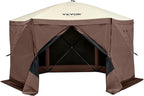 VEVOR Pop Up Gazebo Screen Tent 6 Sided Canopy Sun Shelter with 6 Removable Privacy Wind Cloths & Mesh Windows, 12.5x12.5FT Quick Set Screen Tent with Mosquito Netting, Brown