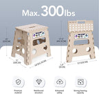 Delxo Office Step Stool, 13 inch Non-Slip Foldable Stools for Adults Up to 300 LBS, Step Stool with Handle, Lightweight for Kitchen, Bathroom, Bedroom, Office, Khaki, 1PC