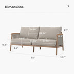 Acanva Modern All-Weather Aluminum Outdoor Patio Sofa with Thick Cushions, Olefin Fabric Sunroom Backyard Furniture, Loveseat Light Khaki