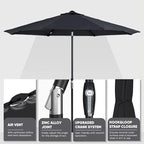 Tempera Patio Market Outdoor Table Umbrella with Auto Tilt and Crank, Large Sun Umbrella with Sturdy Pole & Fade Resistant Canopy, Easy to Set