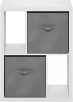 Furinno Viola Standing Storage Shelf with Two Storage Bins, White/Light Grey