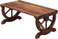 Outvita Wooden Garden Bench, Outdoor Rustic Wagon Wheel Bench with Carbonized Finish & Fir Construction for Garden Porch Backyard Patio Park, Seats 2 Person Brown