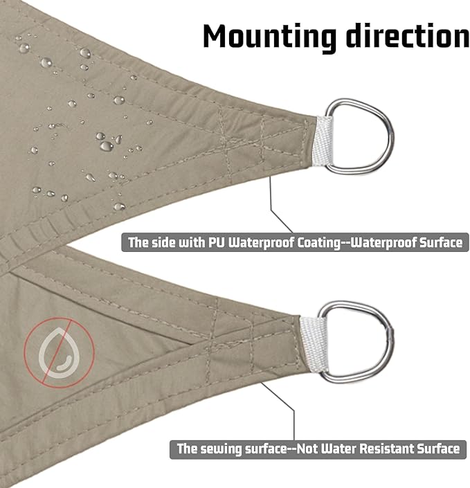 LOVE STORY Right Triangle 14'x14'x19.8' Waterproof Sun Shade Sail Canopy UV Block for Outdoor Patio Backyard Carport,Taupe(We Make Custom Size)