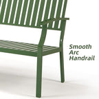 Outdoor Bench Weatherproof Aluminum Patio Garden Bench, Patio Loveseat for Porch Garden Lawn Backyard Park Balcony (Green)