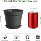 20 Pack 6 Inch Plant Pots with Drainage and Saucers, Black Plastic Flower Pots for Indoor and Outdoor Plants, Stackable Nursery Planters for Houseplants and Herbs, Black