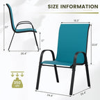 UDPATIO Patio Chairs Set of 8, Stackable Outdoor Dining Chairs with High Back, Breathable Textilene Fabric Outdoor Chair All Weather, 350LBS Capacity for Garden, Backyard (Light Blue)