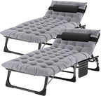 ABORON 2PK Chaise Lounge Chair,5 Positions Padded Outdoor Tanning Chair,Heavy Duty Portable Lounge Chair for Outdoor Sunbathing Patio Pool Lawn Deck Poolside,Support up to 440 Lbs