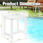 Y&M Outdoor Side Table, HIPS Adirondack Small Single Table, Waterproof Square Outside Table, Balcony Modern End Tables for Patio, Pool, Beach, Porch, Deck, Indoor or Outdoor Use, White